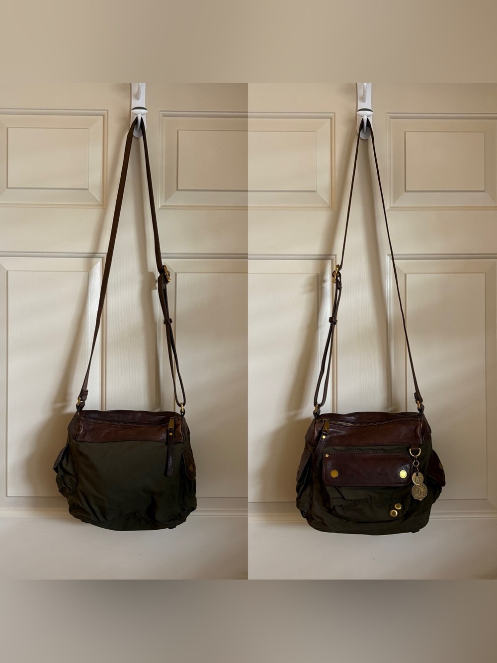 Ralph Lauren 1967 Heritage Utility Crossbody Olive Canvas & Leather Bag Military - Picture 2 of 12